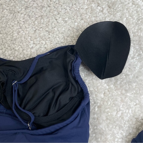 Lands End Tankini Set Navy Blue Sz 8 Cinch Ruched Vacation Beach Cruise Swim - Picture 10 of 15